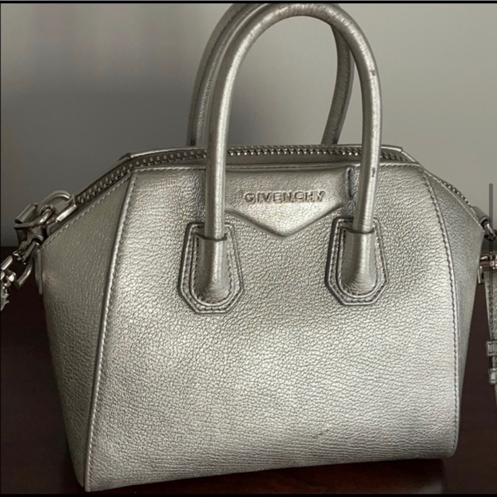 Givenchy Metallic Silver Mini Antigona Satchel